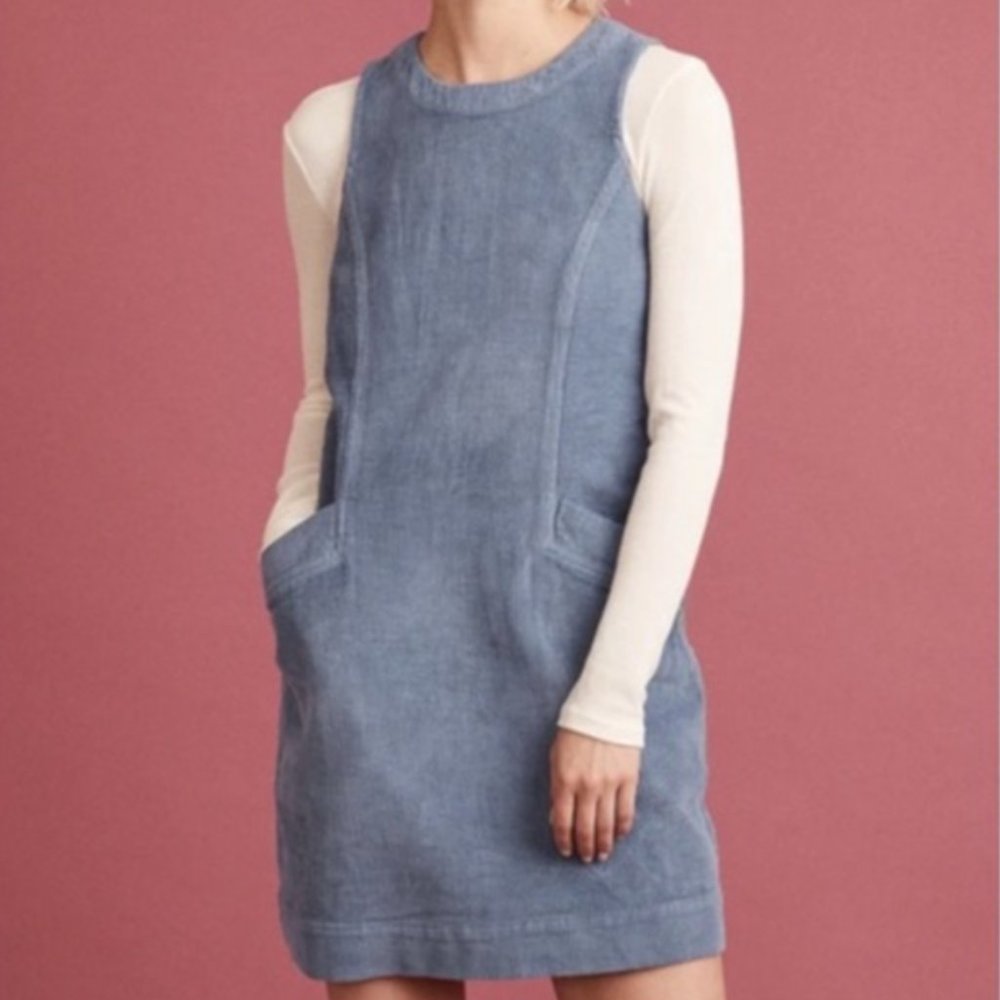Marine Layer Florence Corduroy Shift Dress in Dusty Blue - XS